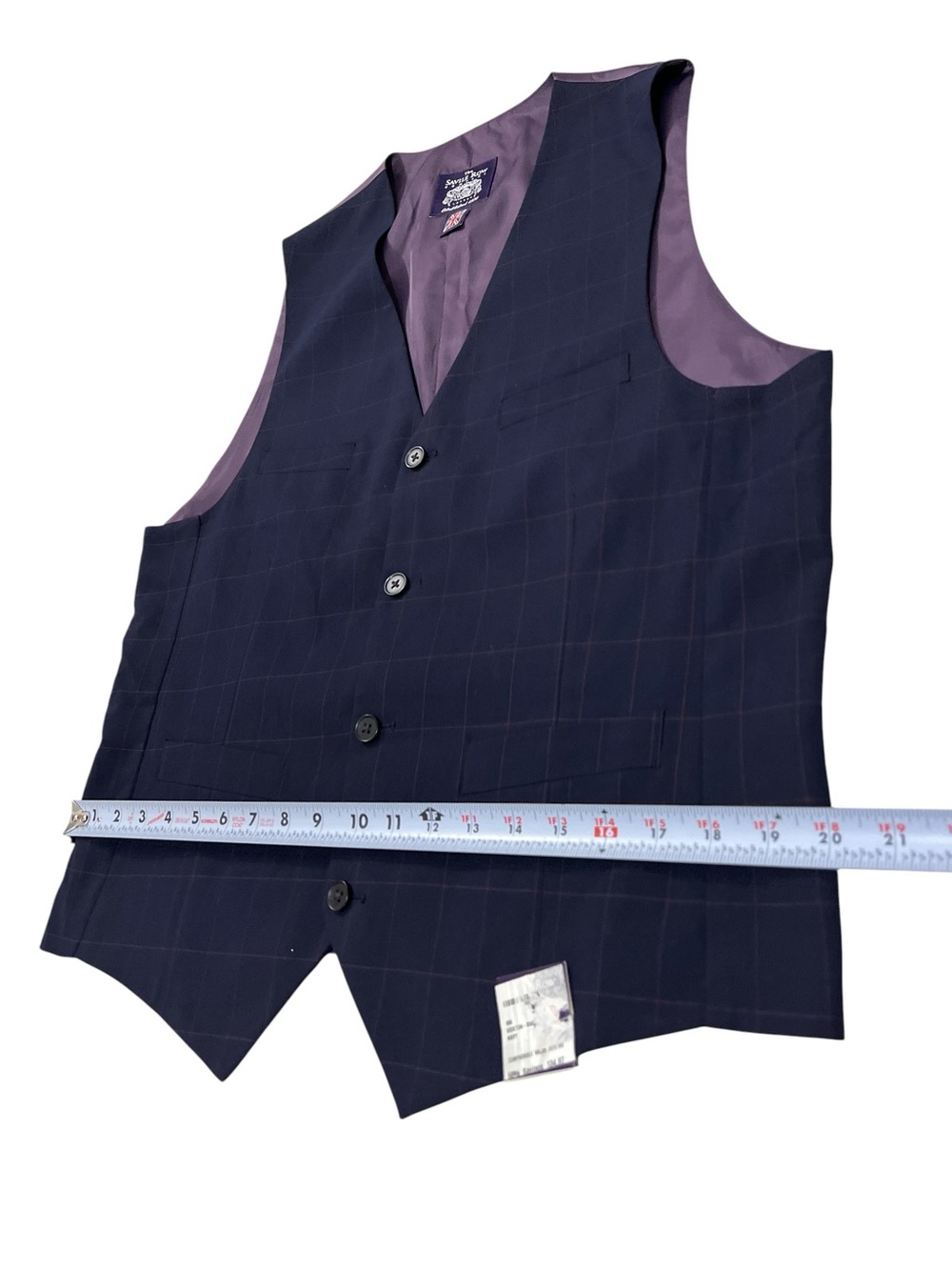 The Savile Row Company London Brixton Waistcoat Vest - Mens 40R - Navy / Purple. - Picture 5 of 9